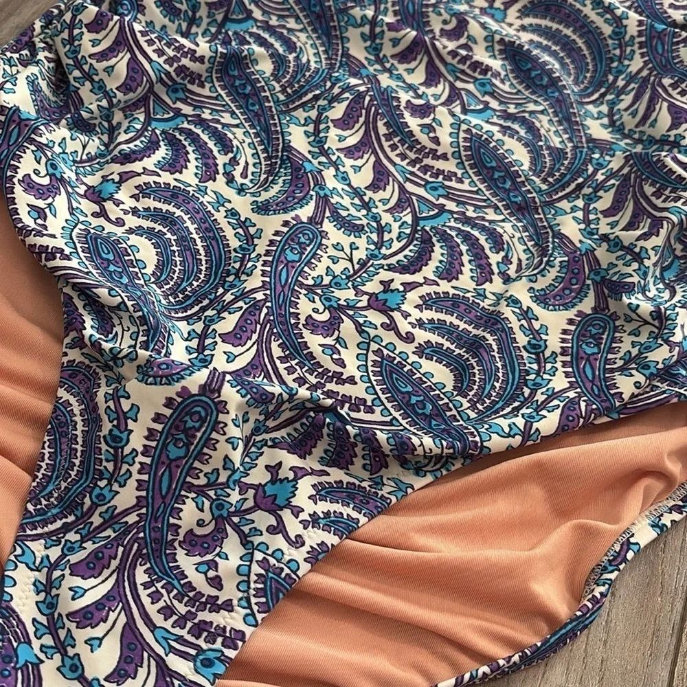 J. Crew Ratti Bandeau Paisley Print Swimsuit size 8